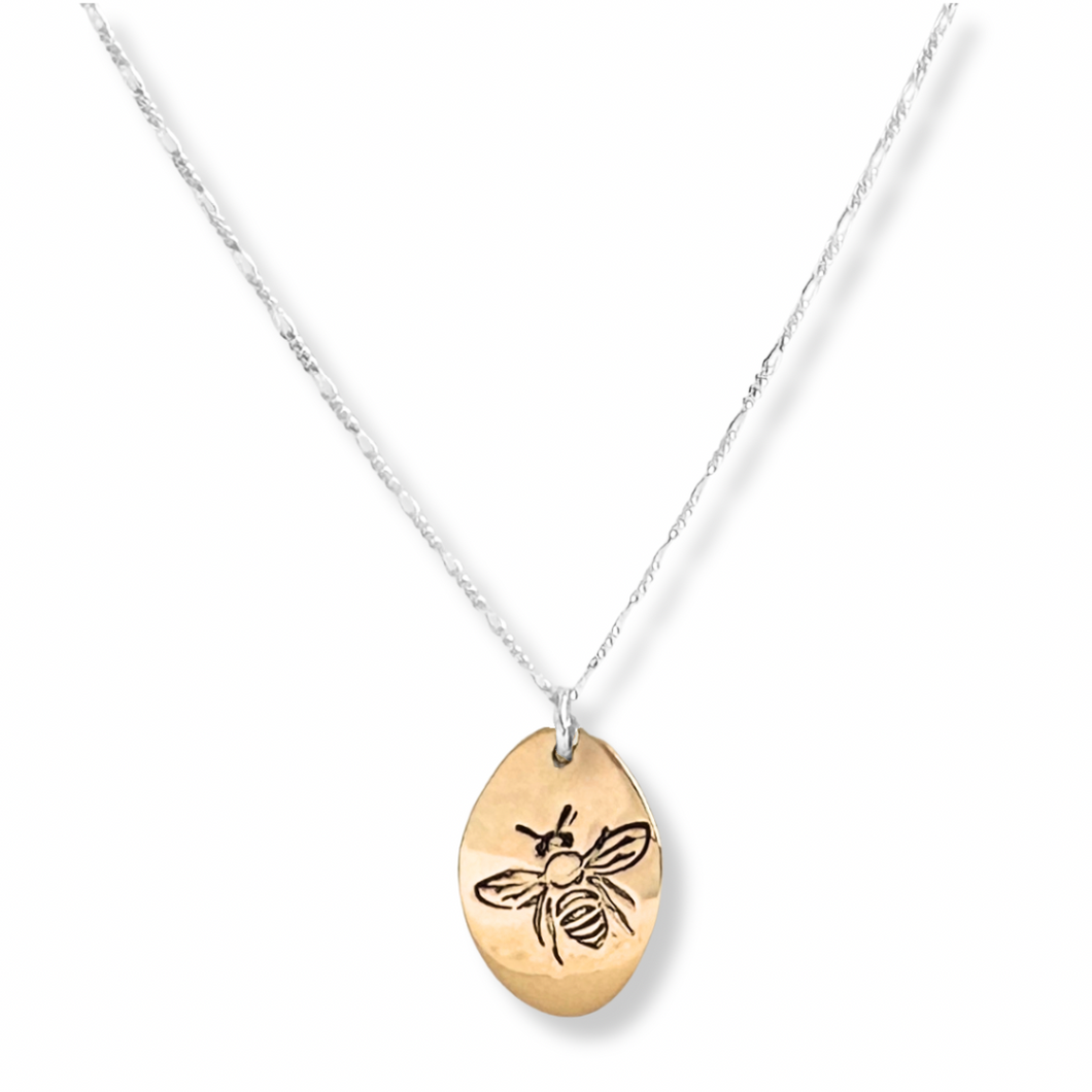 Sunrise Oval Necklace - Bee Symbol
