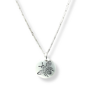 Sterling silver disk necklace with Canadian symbols.  Honey Bee symbol pictured here.