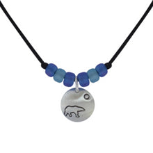 Sterling silver cord necklace with Canadian symbols.  Polar bear symbol pictured here.