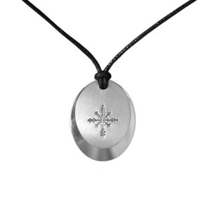 Sterling silver oval necklace with Canadian symbols.  Snowflake pictured here.