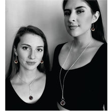 Model photo with two versions of the Vintage Long Round Necklace.  Shown both worn long and short.