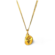 Gold nugget Arnica (northern daisy) pendant on 10 karat gold chain 