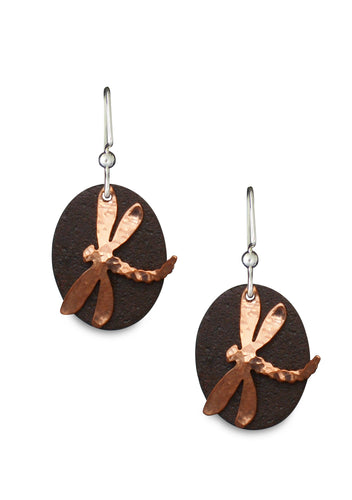 Antique Tin and Copper Dorrie's Dragonfly earrings. 