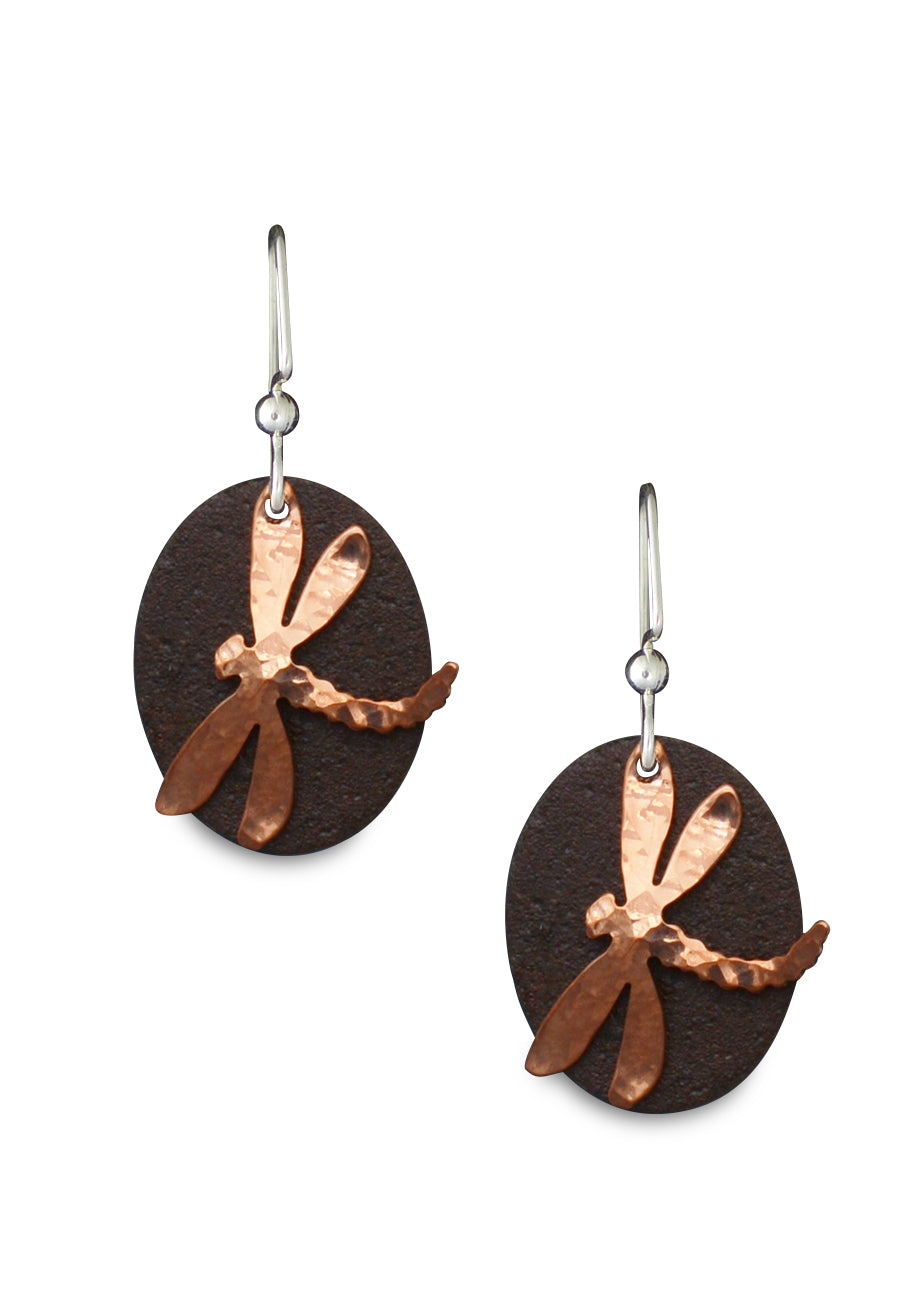 Antique Tin and Copper Dorrie's Dragonfly earrings. 