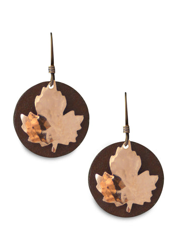 Antique Tin and Copper Emily's Maple earrings. 