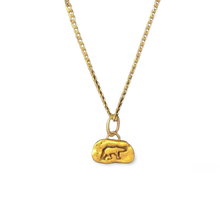 Gold Nugget necklace with Polar Bear Symbol on 18" ten karat gold curb chain.