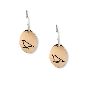 14 karat gold-fill and sterling silver Sunrise Oval Earrings.  Raven symbol pictured here.