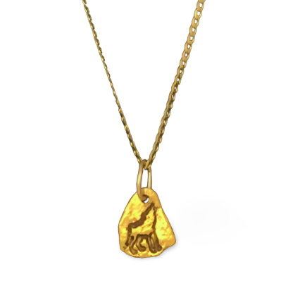 0.9 gram  wolf gold nugget necklace